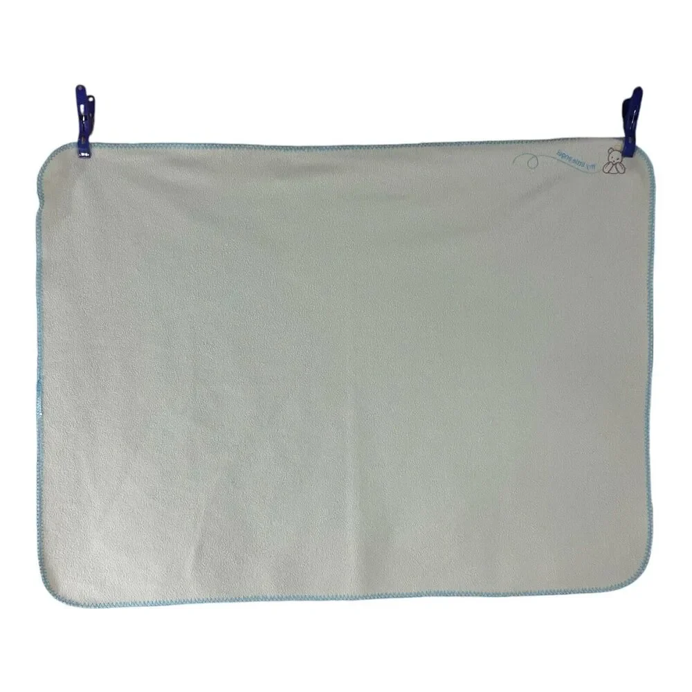 “My Little Angel” Bear Halo Green Blue Baby Blanket
